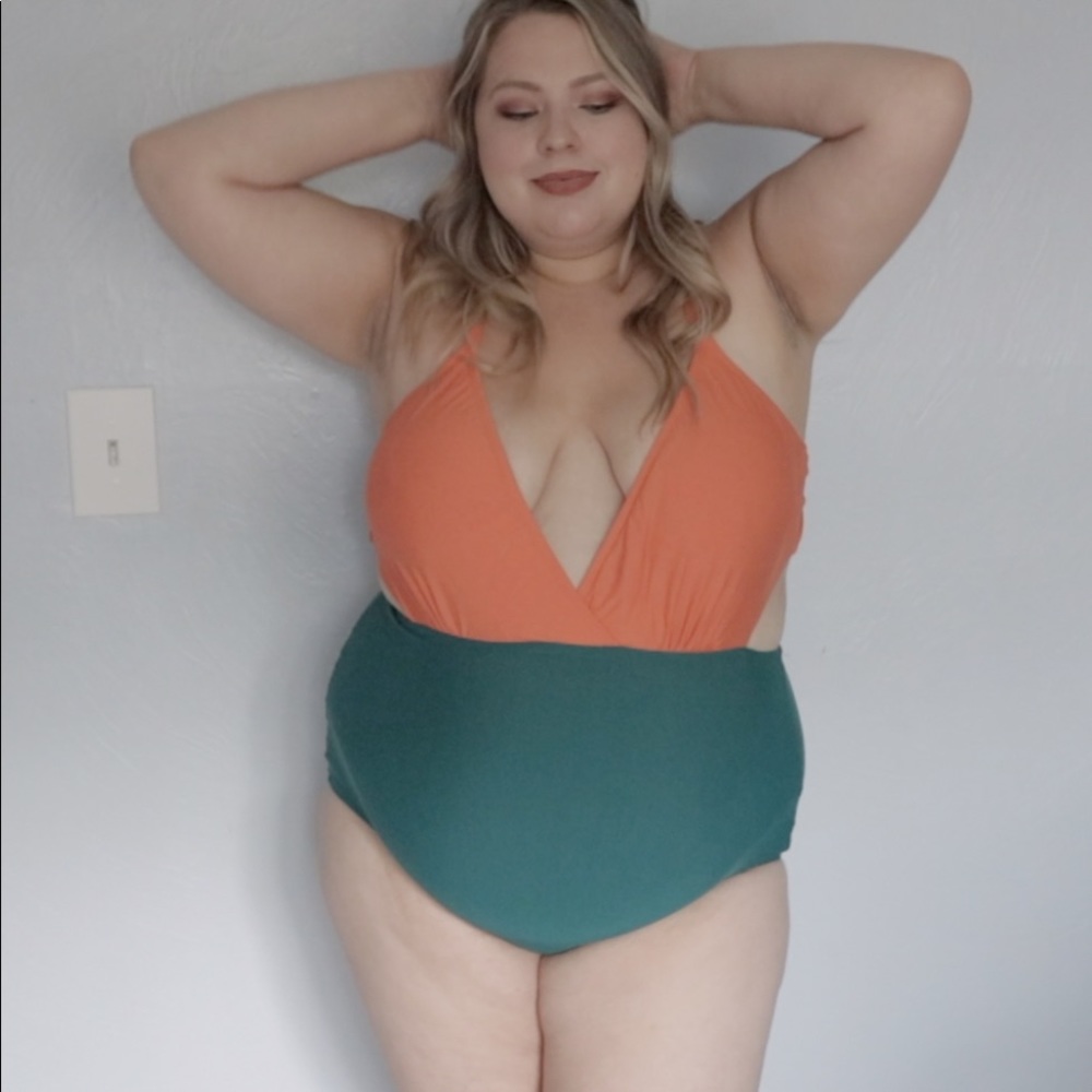 Modcloth color block one piece suit
